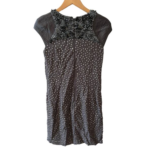 French Connection Silk gunmetal sequin and beaded Mini Dress Gray 4 - Picture 3 of 6